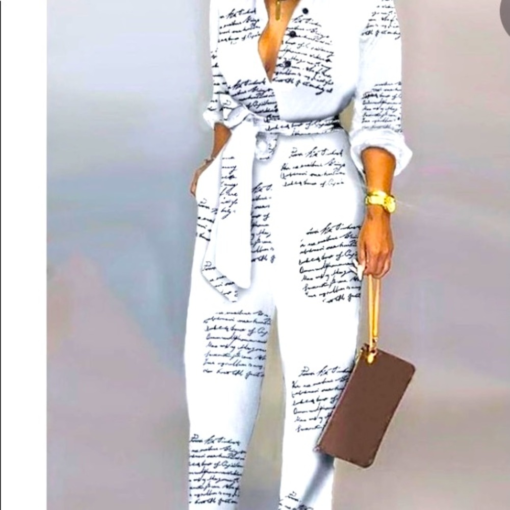 White Print Jumpsuit